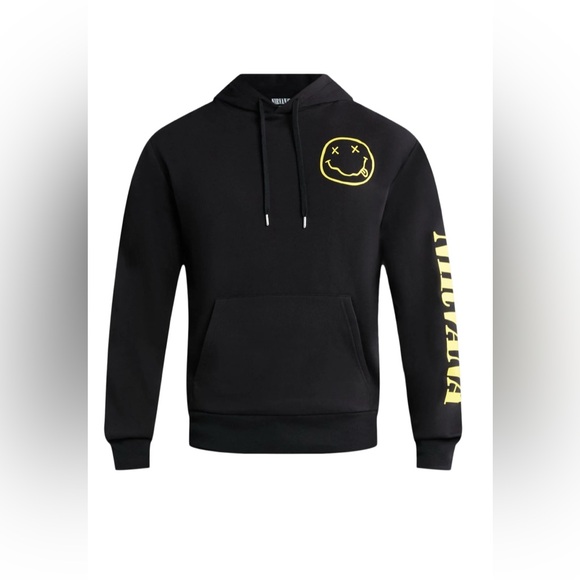 Men’s NIRVANA Black Hoodie with Yellow Graphic - Picture 1 of 5
